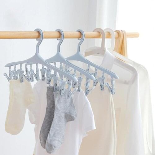 Nordic Color Creative 8 Clips Clothes Hanger Windproof Creative Useful Closet Organizer Space Saver Clothing Hanger for Home