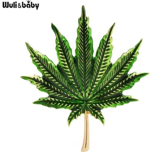 Wuli&baby Enamel Special Leaf Brooches For Women Men Green Yellow Leaf Party Casual Brooch Pin Gifts
