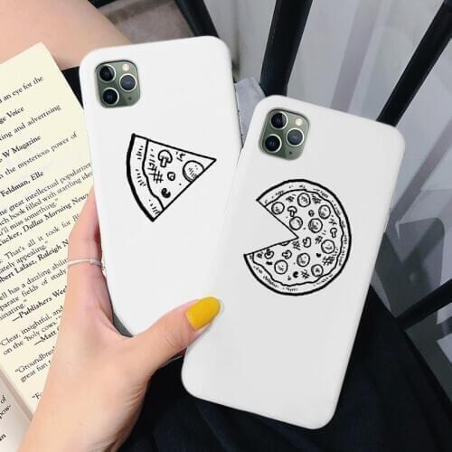 Funny Best Friends Pizza Phone Case For iPhone 12 7 8 6 6s Plus X XS MAX XR 11 Pro max SE2020 Black Couple Soft Back Cover Funda