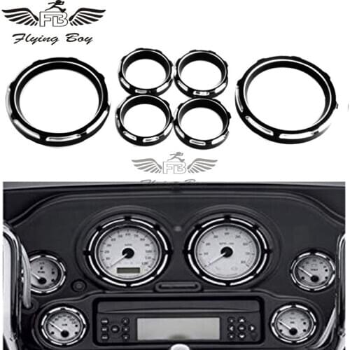 Motorcycle Parts 4" Speedometer 2" Gauge Burst Bezel Kit For Harley Touring Electra Street Road Tri Glide 1996-2013