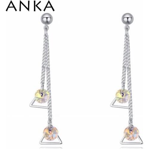 ANKA Fashion Jewelry Triangle Crystal Earrings Rhodium Plated Crystals Earrings Women Crystals from Austria #115404