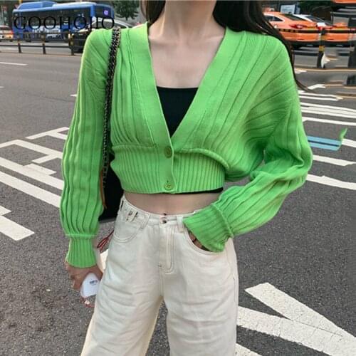 Women Short Cardigan Knitted Sweater Autumn Winter Long Sleeve V Neck Jumper Cardigans Casual Streetwear Fashion Pull Femme Coat