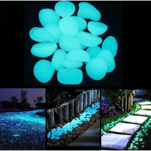 200PCS /100PCS/50PCS Garden Luminous Glowing Stone Pebble (Green Blue Orange Purple Each Color ) Garden Decoration