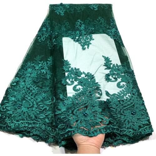 5 yards 3d African Lace Fabric 2020 High Quality Lace with Beads, French Nigerian Laces Fabrics for dress sewing clothes L2712