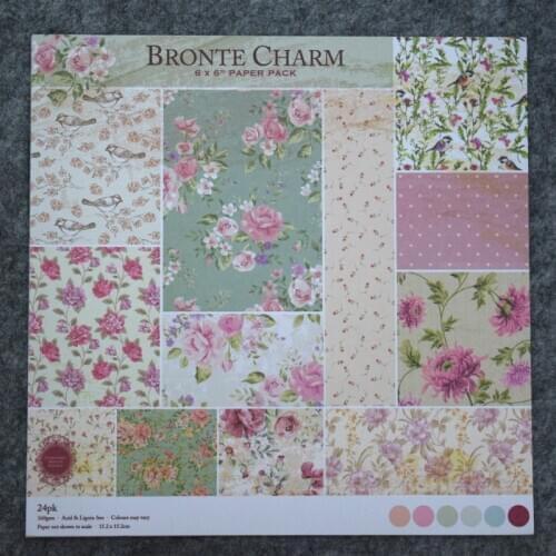 DIY colorful bronte charm Scrapbooking paper pack of 24 sheets handmade craft paper craft Background pad