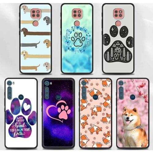 Case For Moto G Stylus(2021) G30 G10 G9 G8 Plus Power Lite Play One Fusion Hyper Edge E6s Black Cover Dogs Best Friends Dog Paw