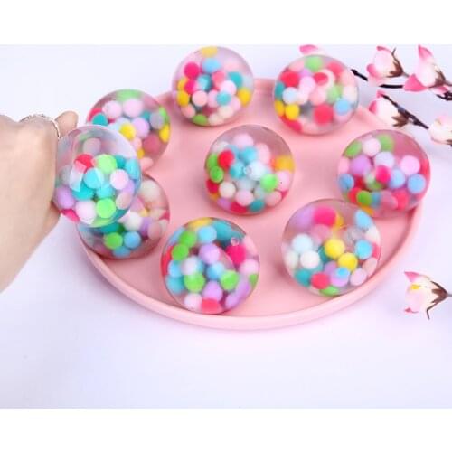 Creative Cute Squeeze Ball Toy Kids Adult Squishy Stress Relief Particle Pressure Release Toy Decompression Funny Stretch Tool