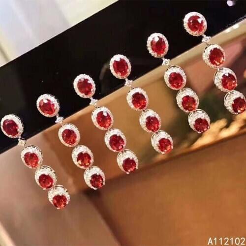 KJJEAXCMY fine jewelry 925 sterling silver inlaid natural ruby earrings noble girl new eardrop support test