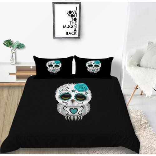 Thumbedding Cartoon Owl Bedding Set Simple Cute Kids Duvet Cover Queen Soft King Single Double Full Twin Unique Design Bed Set