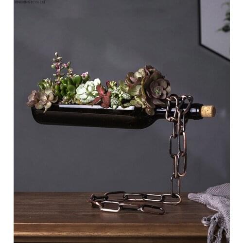 Creative Glass Suspended Potted Plants Pendulum Stand Home Decoration Accessories Modern Living Room Plant Flower Pot Decoration