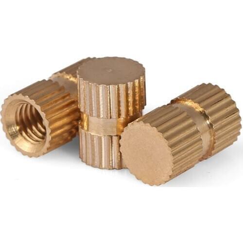 Brass Injection Nut Knurled Insert Nut Blind Hole Single Pass Copper Insert Brass Embedded Copper Hob Nut M3 M4 M5 M6 M8 20PCS