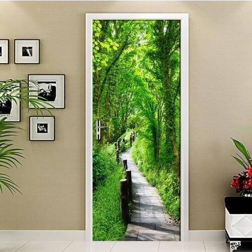Forest Trail Nature Landscape Modern 3D Wall Covering Living Room Bedroom Door Mural Sticker PVC Waterproof 3D Wallpaper Mural