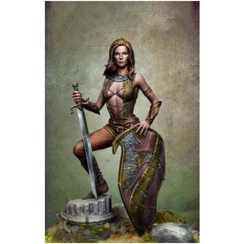 New Unassembled 1/24 75MM ancient woman soldier with shield Resin Kit DIY Toys Unpainted resin model