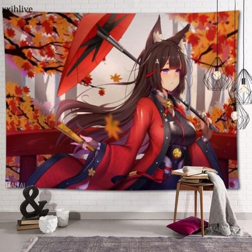 Hot Sale Custom Japanese Anime Game Azur Lane Large Wall Tapestry Wall Hanging Bohemian Wall Tapestries Mandala Wall Art Decor