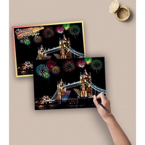 4pcs/Pack DIY Scratch Postcard Birthday Greeting Cards Hand-made Wish Cards For New Year Kids Birthday Christmas Gift