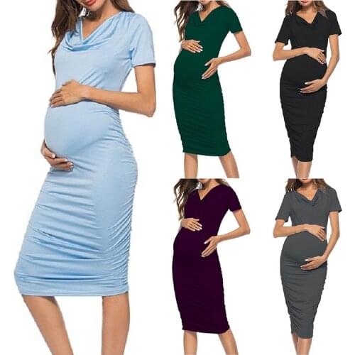 Pregnancy Dress Pregnant Women Clothes Maternity Dresses Short Sleeve Soild Color Maternity Casual Sexy Dress Платья Для Женщин
