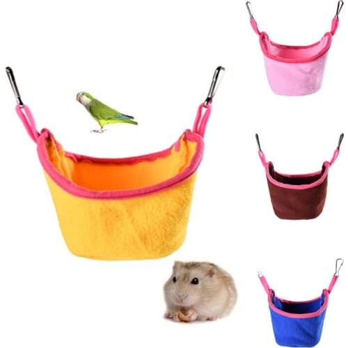 Plush Hamster Hammock Pet Bird Ferret Rat Squirrel Cotton Cloth Hanging Cage Nest Sleeping Bag For Small Pets Warm Pets Supplies