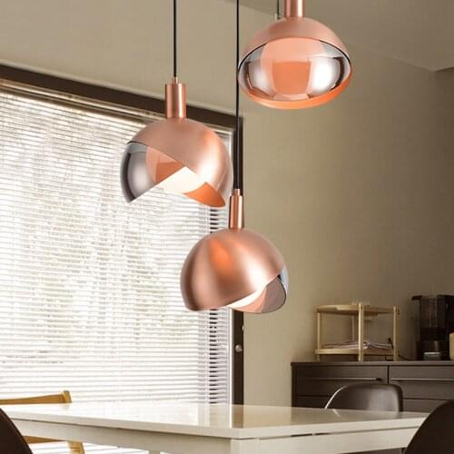 Nordic Glass Ball Plating Rose Gold Pendant Light Creative Design Aisle Living Room Bedside Dinner Decor Pendant Lamp Fixtures