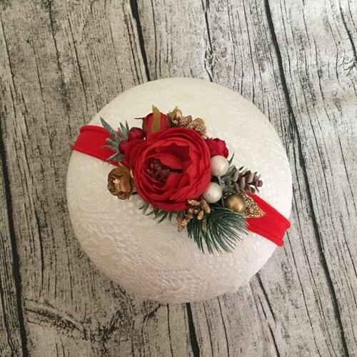 Christmas Red White Flower Headband