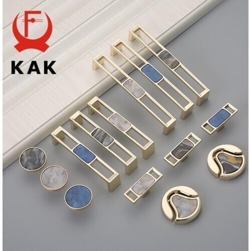 KAK Zinc Alloy Gold Furniture Handle Black Blue Gemstone Cabinet Handle Wardrobe Dresser Drawer Knobs Kitchen Cupboard Door Pull