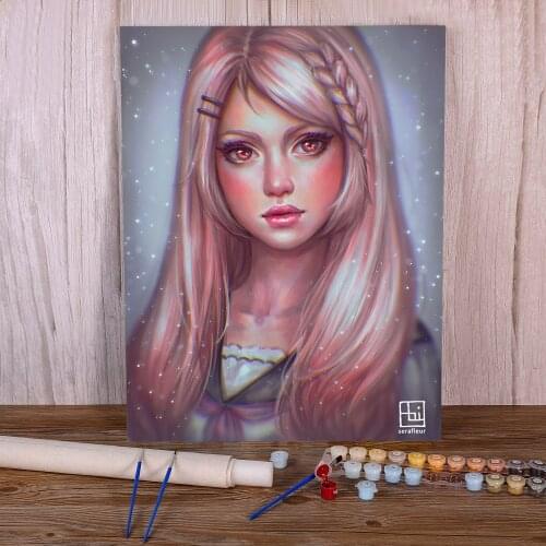 Cartoon Girl Woman DIY Painting By Numbers Set Oil Paints 50*70 Paiting By Numbers Handmade Crafts For Adults Handicraft Art