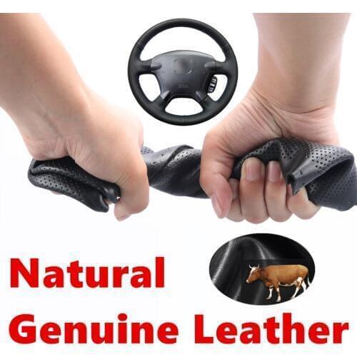 Hand stitched Genuine Calfskin Leather Car Steering Wheel Cover for Honda CR-V CRV 2002-2006