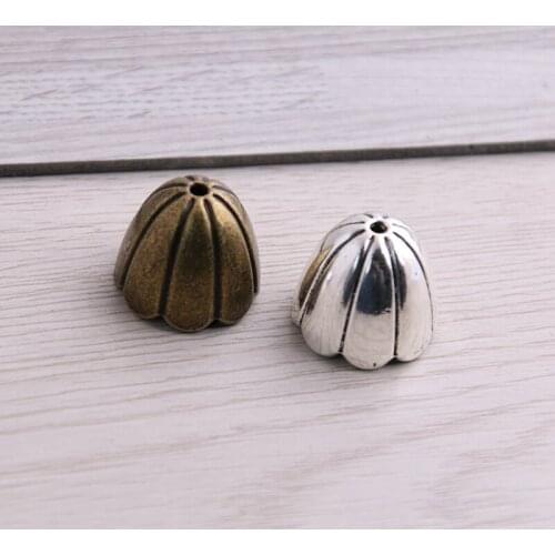 SWEET BELL 10pcs 15*18*18mm Two Color Bead Caps Charm Hollow Lotus Pendants Jewelry Accessories DIY Receptacle Charms