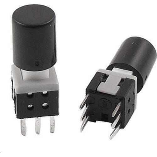 Black Round Cap Latching Push Button Tactile Switch 5.8 x 5.8mm x 13mm