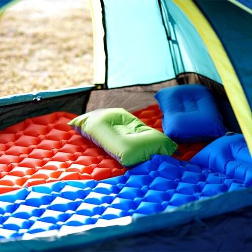 Outdoor Sleeping Pad Camping Inflatable Mattress With Pillows Travel Mat Folding Bed Ultralight Air Cushion Hiking Trekking