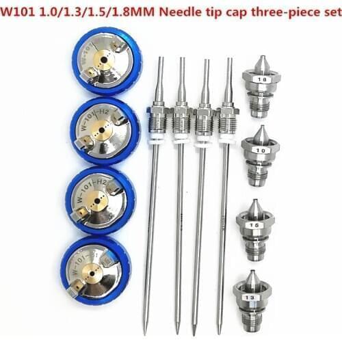 W-101 Perfect atomization High quality 1.0/1.3/1.5/1.8mm nozzle sprayer Three-piece needle cap set W101 nozzle kit spray gun