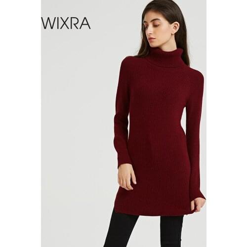 Wixra Womens Sweater 2019 Autumn Winter Casual Turtleneck Knitted Women Sweater And Pullover Female Slim Jumper Pull Femme