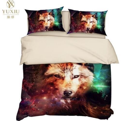 YuXiu 3D Printing Animal Wolf Duvet Covers 3Pcs Sets Bedding Set Bed Linen Cover Pillowcases King Queen Full Twin Double