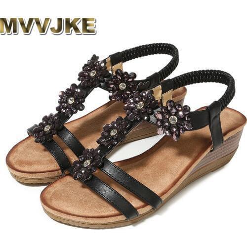 MVVJKE Bohemian Womens Sandals in Summer, Waterproof Typhoon Womens Shoes