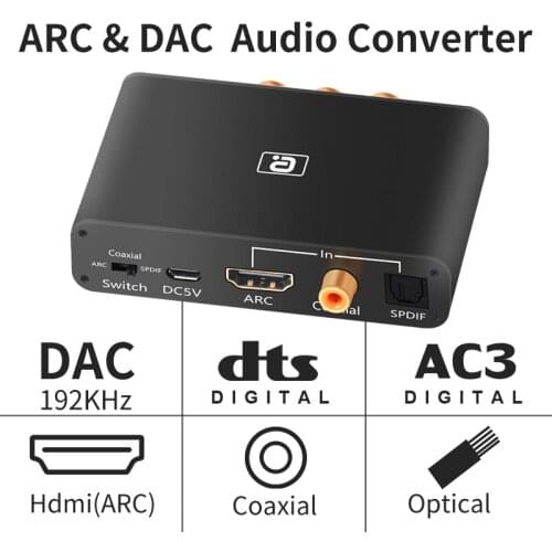 192KHz Digital to Analog DAC Hdmi-ARC Audio Extractor Optical Coaxial RCA 3.5mm Jack Converter DTS AC3 Lossless 5.1 7.1 Adapter
