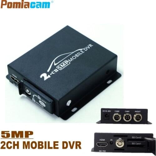 2ch Mini AHD DVR Mobile DVR support CVBS/AHD 5.0MP/dual-SD card HD 1080P 2 Channel vehicle bus DVR with remote control