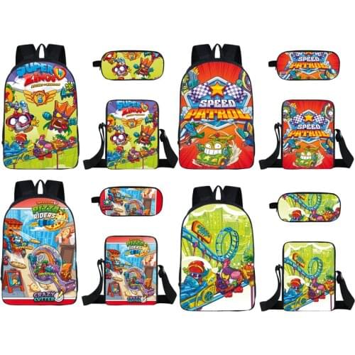 3D Game Super Zings Series 5/6/7 Bag 3 Pcs Set Anime Zipper Superzings Backpacks Teenagers Girls 16 Inch Cartoon Bookbag Kids