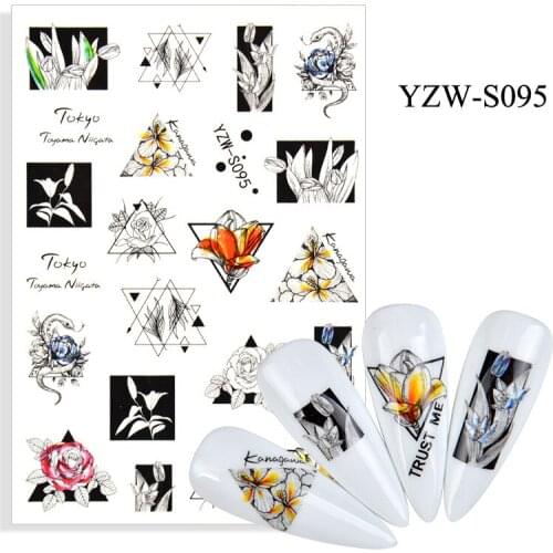 3D Nail Sticker Sketch Lily Snake Slider Nails Art Decoration Wraps Decals Cute Design Adhesive Manicure Tips Stickers Pegatina