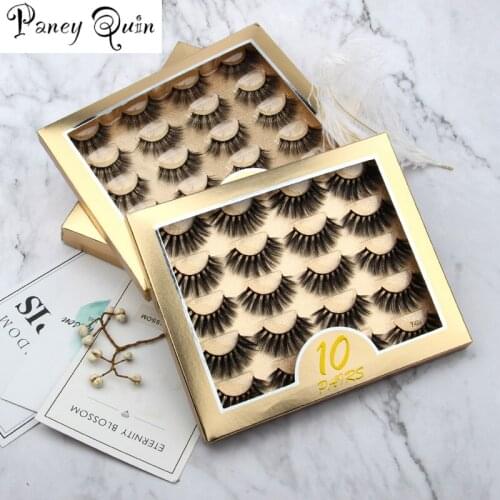 3D Mink Eyelashes 10 Pairs Makeup Wispy 3D Mink Natural Long False Eyelashes Thick Fake Lashes Volume Eyelashes wholesale