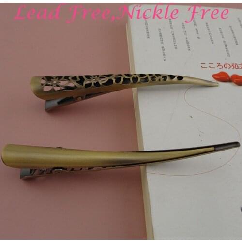 5PCS 13.0cm 5.15" Antique Bronze Filigree Flower plain Metal Beak Clips for hairdressing salon at nickle free and lead free