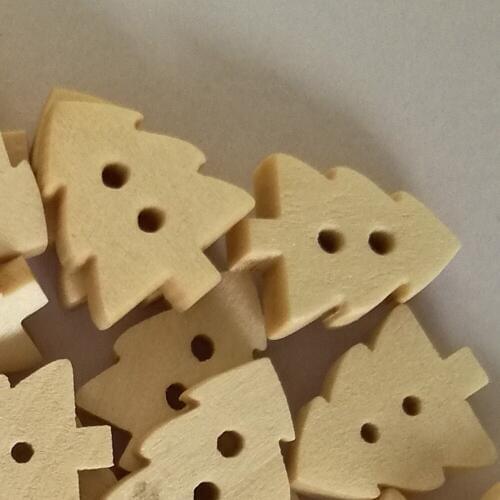 50PCS Christmas Tree Decorative Wooden Buttons Sewing Scrapbooking Accessories Wood Button for Clothing Crafts