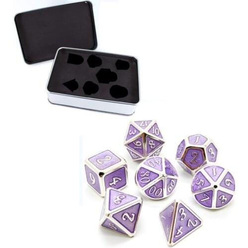 7 PCS Dragon Style Metal Dice Metallic DND Game D&D Dice with Free Metal Case U2JB
