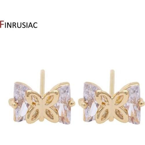 Earring Making Accessories Shiny Zircon Crystal Bowknot Earring Findings For Women DIY Jewelry