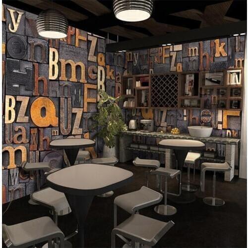 Custom English Alphabets 5d Papel Murals 3d Wood Wallpaper Murals 3D Photo Mural Wall paper for Background 3d Wall Murlas