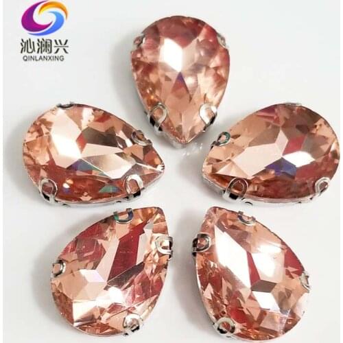 Anti hook Water red color DR shape High qualit Glass Crystal flatback sew on rhinestones with ,Diy Clothing accessories SWSD07