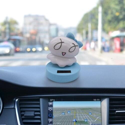 Car Ornament Cute Solar Powered Shaking Head Doll Automotive Decoration Auto Interior Dashboard Dancing Toys Accessories Gift