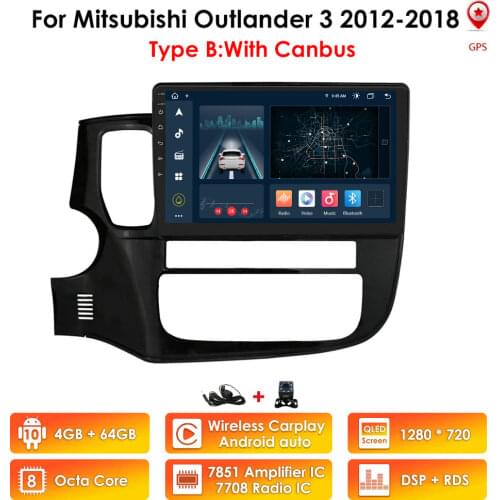 8"10" Android 10 Car Radio For Mitsubishi Outlander 3 GF0W GG0W 2012-2018 Multimedia Player Navigation GPS DAB+ CanBus WiFi TPMS