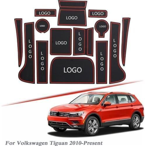 Brand LOGO Car Styling For Volkswagen Tiguan 2010-2020 Gate slot pad Interior Door Groove Mat Non-slip dust Interior Accessory
