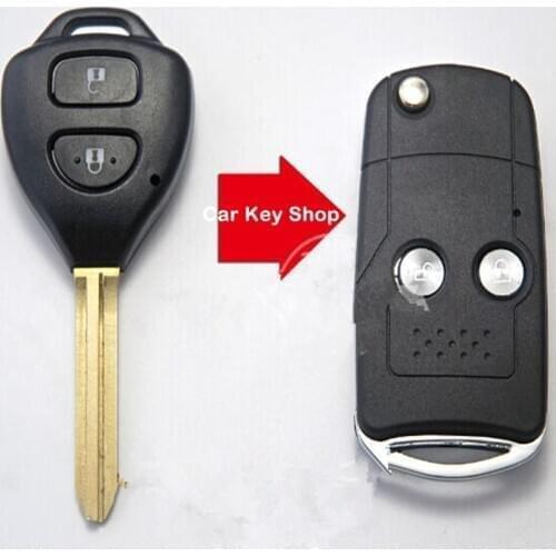 Free shipping 2 Button Modified Flip Remote Key Shell with Blade TOY43 for Toyota Camry Corolla RAV4 key Blanks