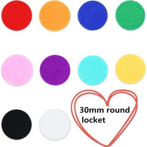 BOFEE 100PCS 22.3MM Colorful Perfume Felt Washable Pads For 30mm Stainless Steel Essential Oil Diffuser Floating Locket Gift