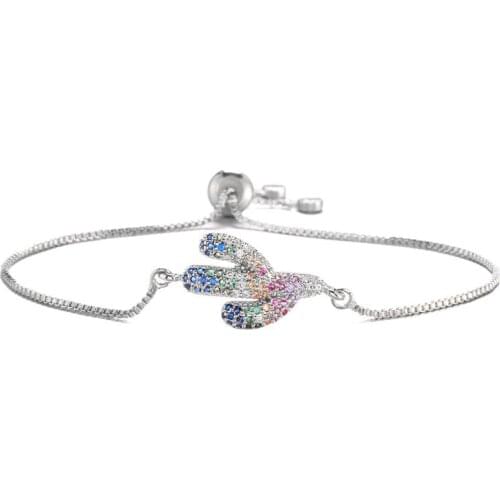 Cmoonry Luxury Colourful AAA+ CZ Stone Bracelet & Bangle Fashion Cactus Charm Bracelet For Women Girl Wholesale